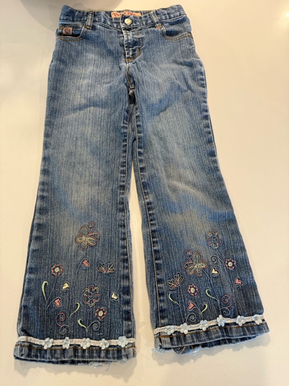 Paris Blues Girls Y2K Embroidered‎ Flare Jeans Size 5